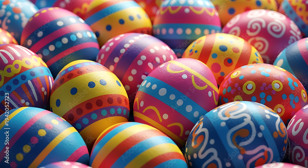 Fototapeta premium Vibrant easter eggs with colorful patterns and designs