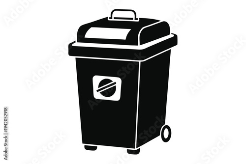 compost bin silhouette line art vector illustration with a white background