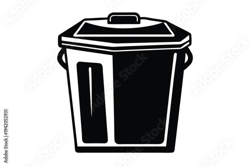 compost bin silhouette line art vector illustration with a white background