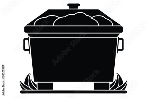 compost bin silhouette line art vector illustration with a white background