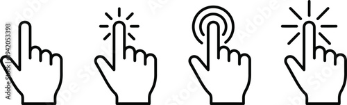Computer mouse click cursor icons showing different pointer actions