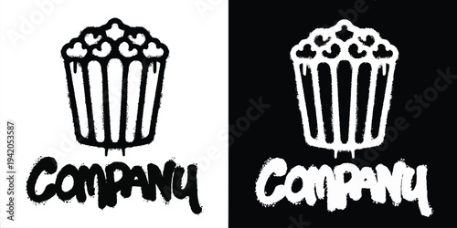 Graffiti popcorn bucket logo vector design