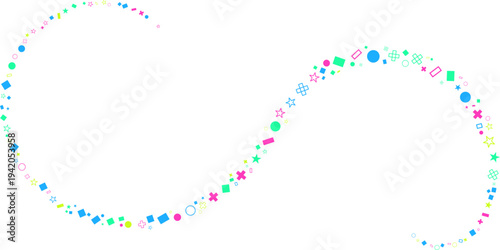 Abstract curly swirl with geometric shapes 