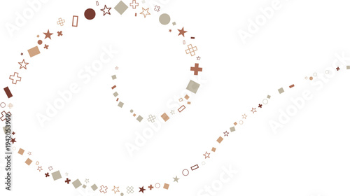 Abstract curly swirl with geometric shapes 