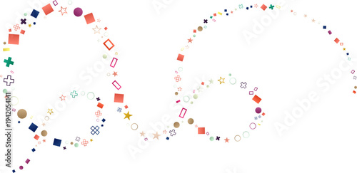 Abstract curly swirl with geometric shapes 