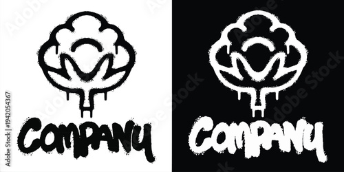 Graffiti cotton plant logo vector design