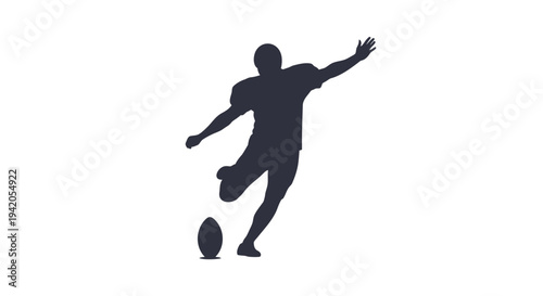 Vector silhouette of a man kicking a ball