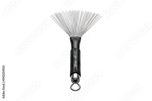 Professional Drum Brush with Fanned Wires and Black Handle for Percussion Performance