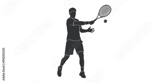 Vector illustration of a tennis player in action