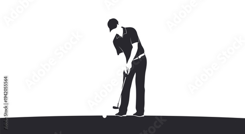 Vector illustration of a man playing golf