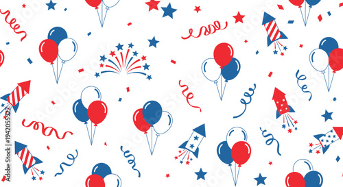 American Independence Day seamless pattern vector