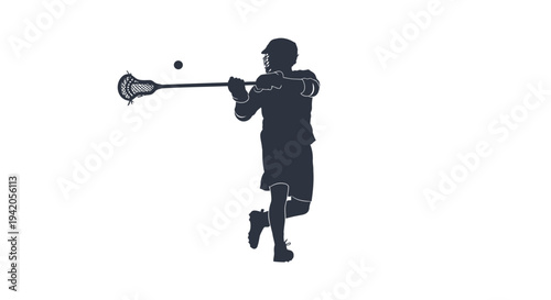 Vector silhouette of man playing lacrosse