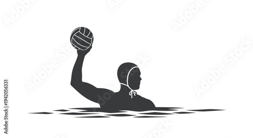 Vector silhouette of a water polo player throwing a ball