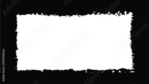 Black Grunge Torn Paper Frame with White Copy Space
