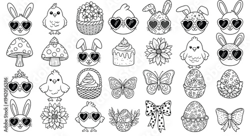 The doodle collection features cute animals and Easter icons.