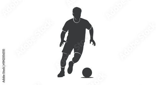 Black silhouette of a soccer player kicking a ball vector