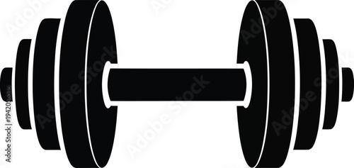 Dumbbell Glyph Icon Fitness Workout Illustration Logo on White Background