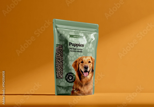 Pet Food Packaging Bag with Transparent Window Mockup