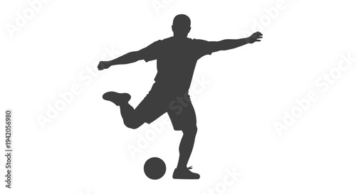 Black silhouette of a man kicking a soccer ball vector