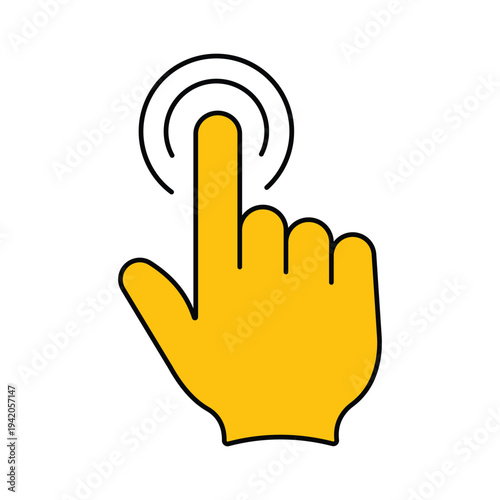 Yellow Hand Cursor Clicking Finger Tap Icon Isolated on White Background

