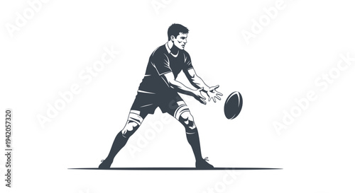 Vector illustration of a rugby player throwing a ball
