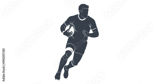 Vector illustration of a rugby player running with ball