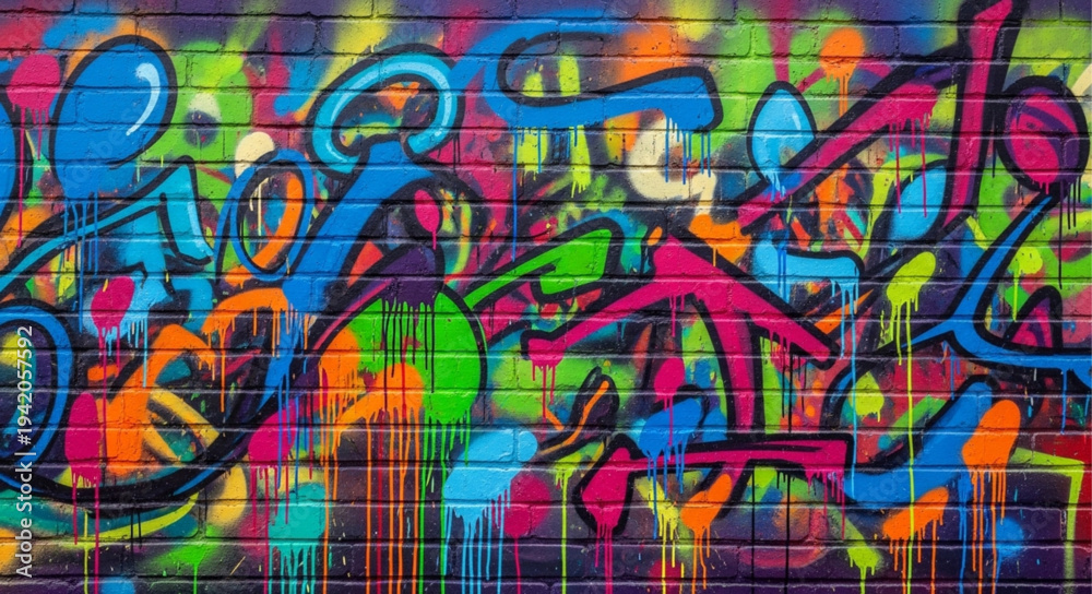 Obraz premium Colorful Graffiti Art on Urban Wall.