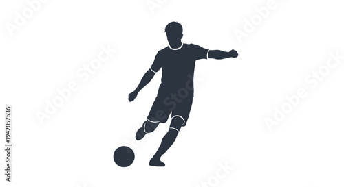 Black silhouette of a soccer player kicking a ball vector