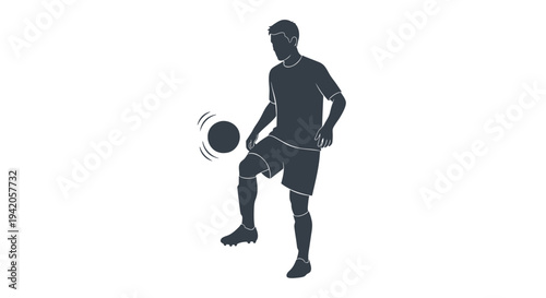 Vector silhouette of a soccer player kicking a ball