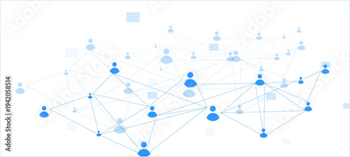 Network background. Connections with points, lines, and people icons. abstract network background