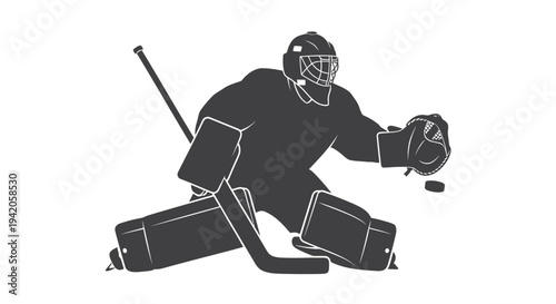 Vector illustration of a hockey goalie in action