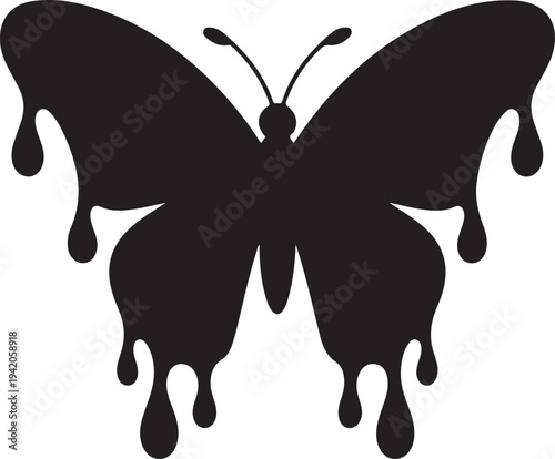 Artistic dripping butterfly insect vector icon illustration
