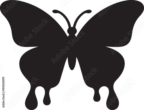 Butterfly silhouette with melting wings decorative vector design