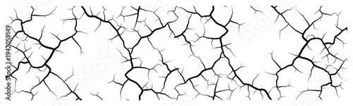 Minimalist vector illustration of a cracked surface with spiderweb line patterns