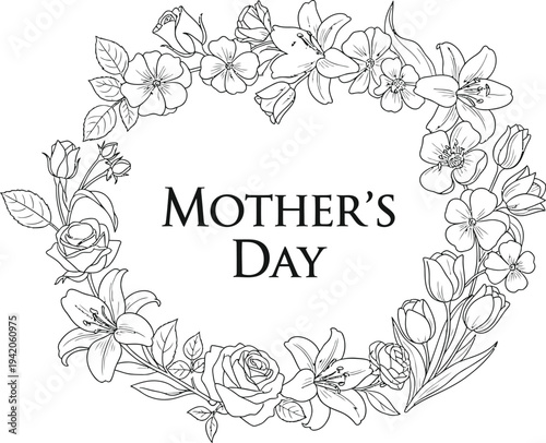 Mother's day wreath illustration