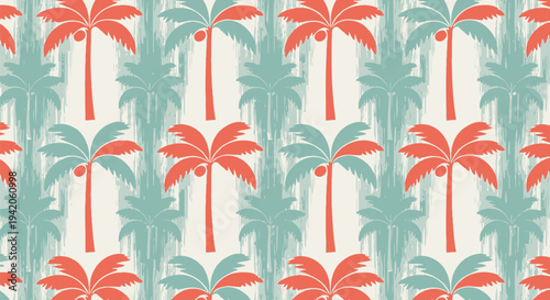 Vector palm tree pattern, tropical background