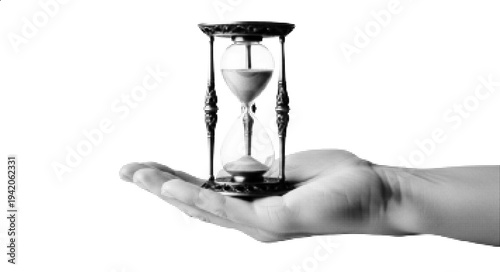 Hand Holding Hourglass Sand Timer Time Management Concept