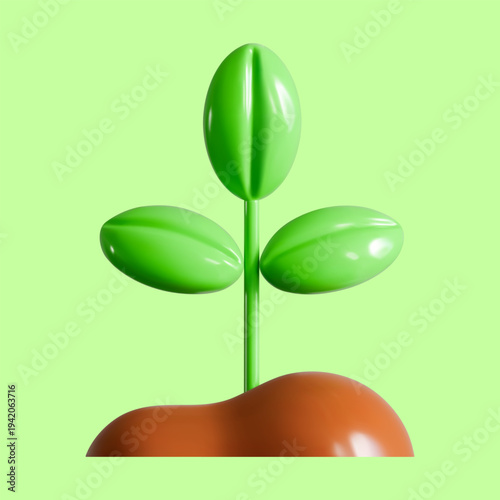 3d sprout plant vector icon seeding illustration isolated