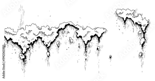 Hand drawn vector illustration of dripping jagged edges and melting surface effects