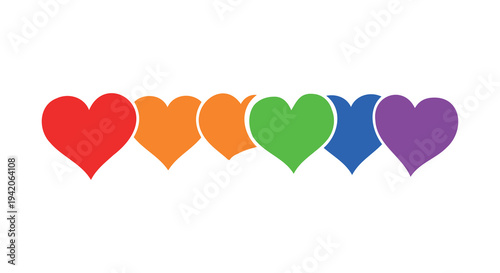 Rainbow hearts vector illustration with colorful flat design