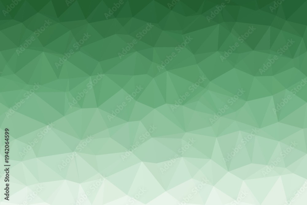 Fototapeta premium A captivating polygonal low poly green gradient geometric pattern background with triangles fading from dark to light