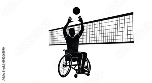Vector silhouette of a wheelchair basketball player
