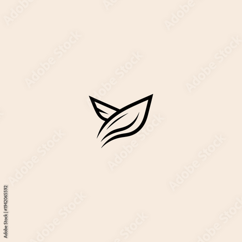 Minimalist Black Line Art Vector Logo Design Featuring Two Stylized Leaves or Wings, Ideal for Nature, Organic, Eco-Friendly, or Wellness Brands