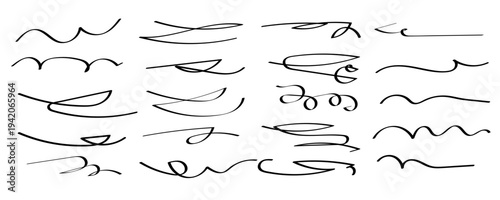 Scribble pen scratches set. Doodle pencil stroke, hand drawn underline marks