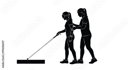 Vector illustration of two girls cleaning with a mop