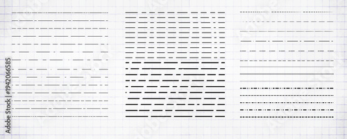 Straight dash line set. Pencil borders design
