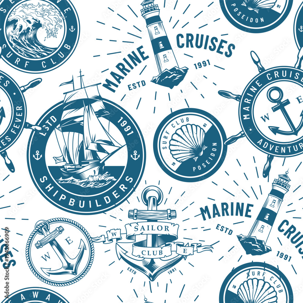 Fototapeta premium Nautical designs on fabric
