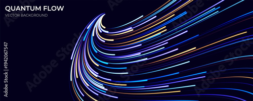 Quantum Particle Wave Data Stream Technology Background. For AI and Technology Concept. Vector Illustration.