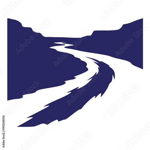 River flowing through canyon landscape with cliffs on both sides  serene natural scenery