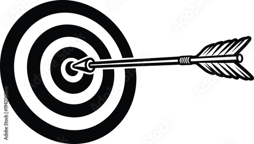 Bullseye target with arrow in center precision and accuracy concept